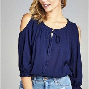 PLUS SIZE COLD SHOULDER SMOCKED WAIST